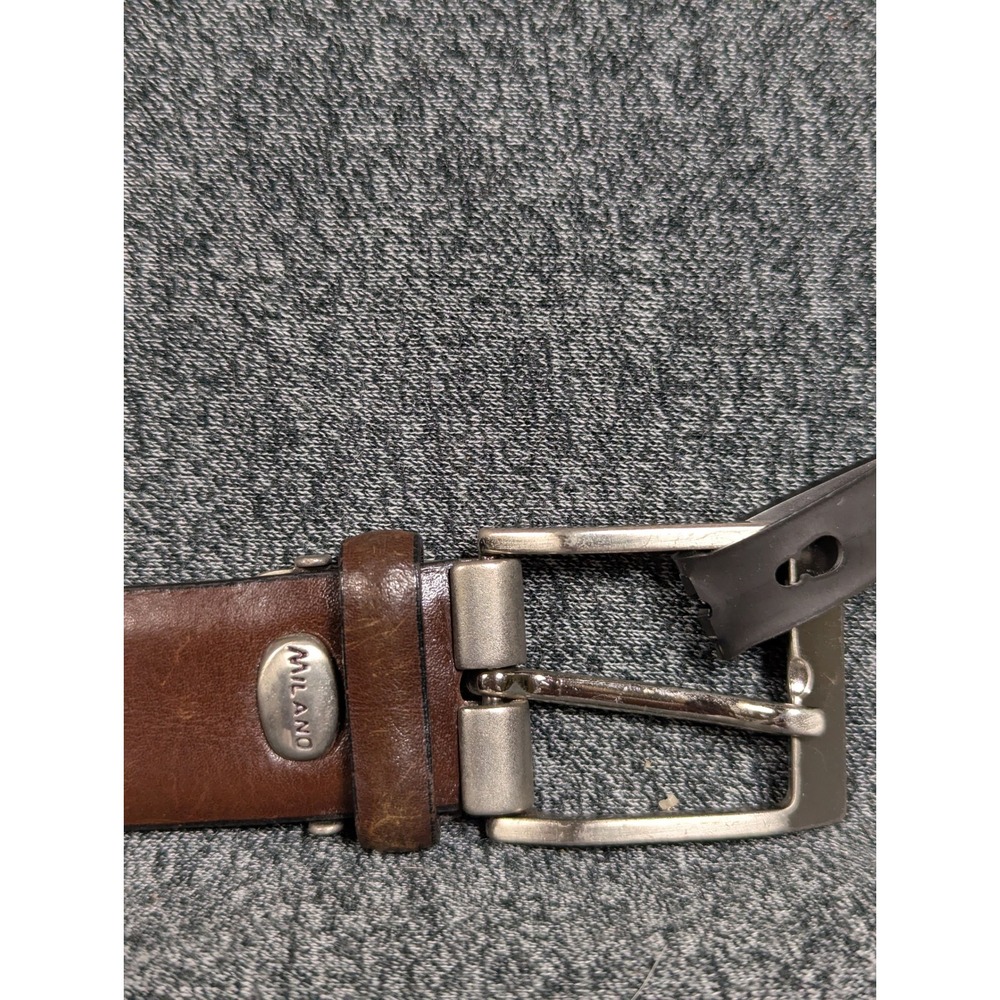 Milano Mens Brown Bovine Leather Belt Made in Spain Zamac Buckle 40/100